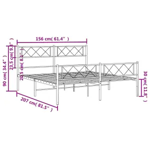 Berkfield Metal Bed Frame with Headboard and Footboard White 150x200 cm