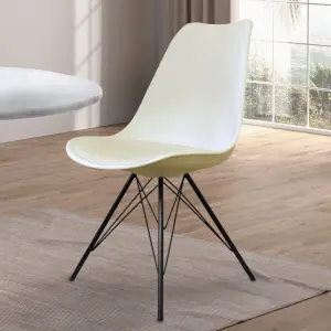 Soho Vanilla Plastic Dining Chair with Black Metal Legs