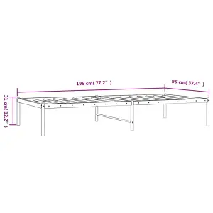 Berkfield Metal Bed Frame White 90x190 cm 3FT Single