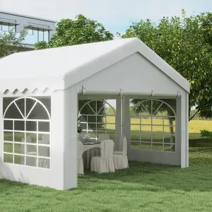 Outsunny 4m Gazebo Garden Marquee Canopy Party Carport Shelter Garage Tent White