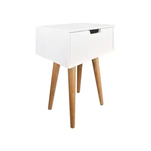 Mattias 1 Drawer Bedside Table Beige/White