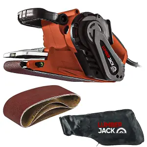 Lumberjack 3" 76mm Electric Belt Sander 1010W with Dust Bag & Sanding Belts 240V