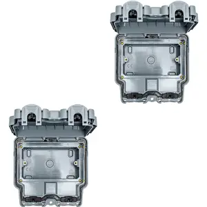 2 PACK IP66 Outdoor 2 Gang Switch & Socket Enclosure - Waterproof Garden Box