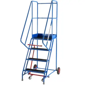 4 Tread Mobile Warehouse Stairs Anti Slip Steps 2m Portable Safety Ladder