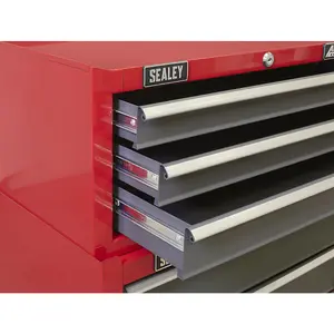 Lockable Red 3 Drawer Tool Chest Storage Unit - 605x260x250mm