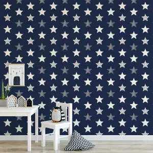 Superfresco Easy Blue Stars Smooth Wallpaper Sample