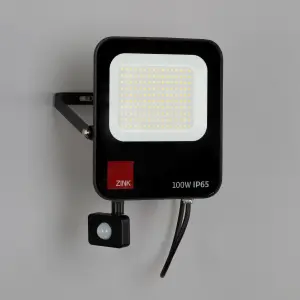 Litecraft Faulkner Black 100 Watt LED IP65 Outdoor Wall Flood Light with PIR Sensor