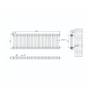 Braxton White Double Horizontal Column Radiator - 400x1190mm