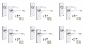 6 Set Victorian Scroll Astrid Door Sets with 3" Ball Bearing Hinges & Latch 120 x 40mm Polished Chrome