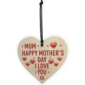 Red Ocean Happy Mothers Day Gift For Mum Novelty Wooden Heart Mum Mother's Day Gifts For Her