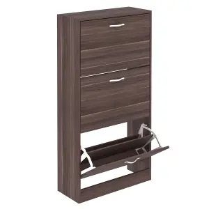 Vida Designs 3 Drawer Shoe Storage Cabinet Walnut