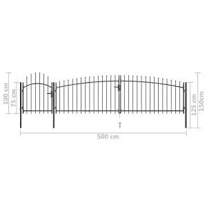 Berkfield Garden Fence Gate with Spear Top 5x1.5 m Black