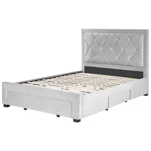 Velvet EU Double Bed with Storage Light Grey LIEVIN