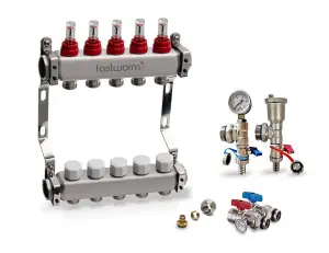 Fastwarm 5 Port Manifold including Isolation + Fill/Drain Valves