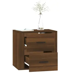 Berkfield Wall-mounted Bedside Cabinet Brown Oak 50x36x47 cm