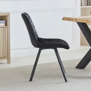 Set of 2 Caprile Fabric Dining Chairs - Black