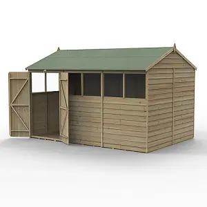 4LIFE Reverse Apex Shed 12x8 - Double Door - 6 Windows