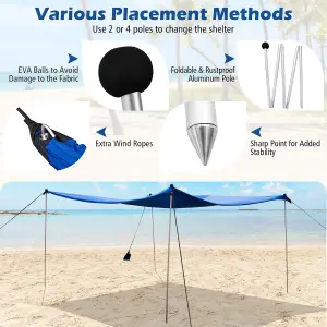 Costway 3 x 3 m Beach Canopy Shields Large Outdoor Picnic Tent Sun Shelter w/ 4 Sandbags