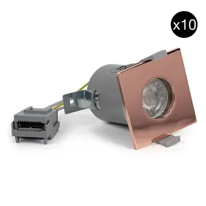 10 PACK - Copper GU10 Square Fire Rated Downlight - IP65 - SE Home