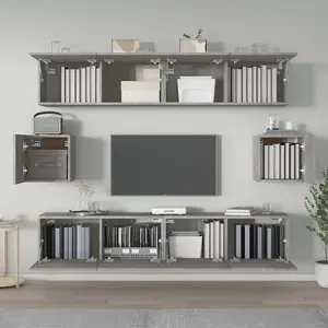 Berkfield 6 Piece TV Cabinet Set Concrete Grey Engineered Wood