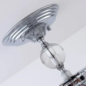 Harper Living Polished Chrome Semi Flush Ceiling Light E27 Bulb Cap