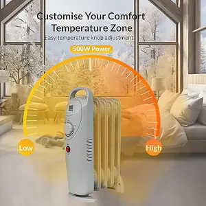 KNIGHT 5 Fins 500W Oil-Filled Radiator Heater White Colour with Thermostat, Overheat Protection, Power Switch, for indoor use, Qui