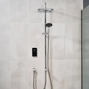 Triton Gloss Silver effect Thermostatic Electric Shower, 9kW