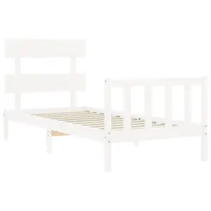 Berkfield Bed Frame with Headboard White 90x200 cm Solid Wood