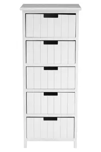 Interiors by Premier New England White Mdf 5 Drawers Chest, Delivered Fully Assmbled