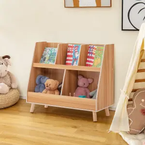 Costway 5-Cubby Kids Toy Storage Organizer Wooden Children Bookcase Bookshelf Cabinet