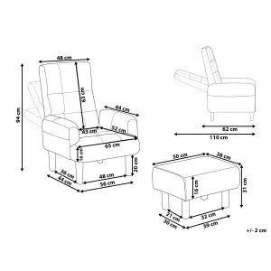 Recliner Chair OLAND with Footstool Linen Light Beige