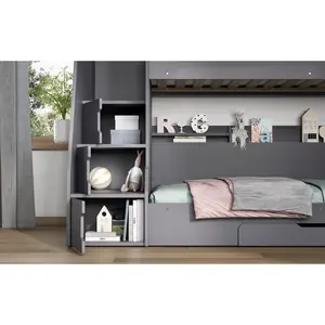 Foreston Drawer Triple Sleeper Bunk Bunk Bed with Bookcase