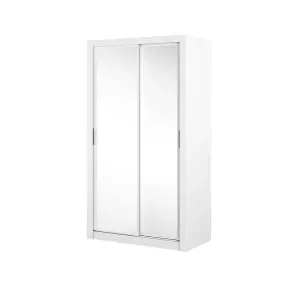 LUX XIX - Elegant White Mirrored Sliding Door Wardrobe (H2150mm W1200mm D600mm) With Customisable Interior Layout