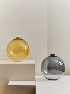 Interiors by Premier Amber Glass Vase,  Warm Elegance of Amber Vase for Any Decor, Luxury Bottle Design Gold Colour Modern Vase