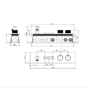 Carmelo Concealed Thermostatic Valve with Triple Outlet & Shower Handset