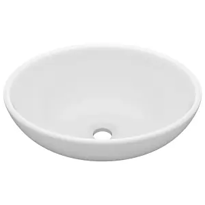 Berkfield Luxury Basin Oval-shaped Matt White 40x33 cm Ceramic