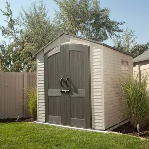 Lifetime 7 Ft. x 7 Ft. High-Density Polyethylene Outdoor Storage Shed with Steel-Reinforced Construction