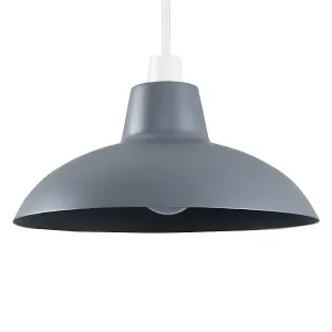 ValueLights Civic Metro Grey Ceiling Pendant Shade and B22 GLS LED 10W Warm White 3000K Bulb