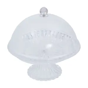 Interiors by Premier Clear Acrylic Cake Stand with Dome Lid, Elegant Glass Cake Stand And Dome Cover, Clear Acrylic Cake Holder