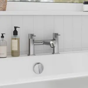 GoodHome Owens Gloss Chrome effect Deck-mounted Manual Double Bath Filler Tap