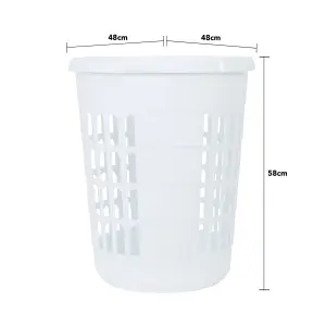 Wham 2 Piece Casa Plastic Laundry Basket & Hamper Set Ice White