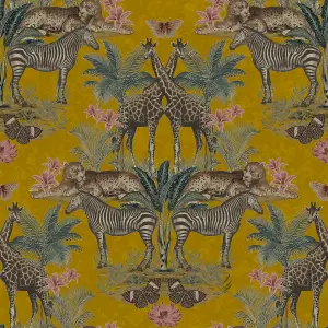 Grandeco Yellow Animal Smooth Wallpaper Sample