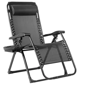 Costway Folding Zero Gravity Chair Lounge Chaise Chair Recliner with Detachable Headrest