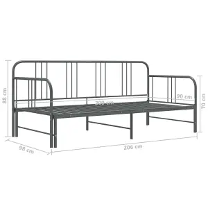 vidaXL Pull-out Sofa Bed Frame without Mattress Grey Metal 90x200 cm