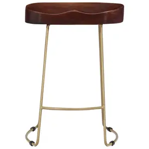 Fulbright Counter Stool with Metal Frame (Set of 2) Walnut / Gold / 62cm