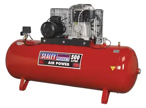 Sealey Air Compressor 500L Belt Drive 7.5hp 3ph 2-Stage with Cast Cylinders SAC55075B