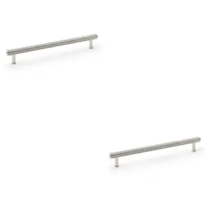 2 PACK - Reeded T Bar Pull Handle - Polished Nickel 224mm Centre SOLID BRASS Drawer Lined