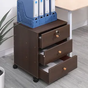 Lakemia 40cm Wide 3 -Drawer Mobile File Cabinet Dark Oak