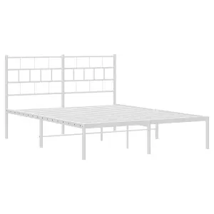 Berkfield Metal Bed Frame with Headboard White 120x200 cm