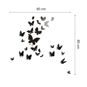 Walplus 3D Black Butterflies and Butterflies Mirror Sticker